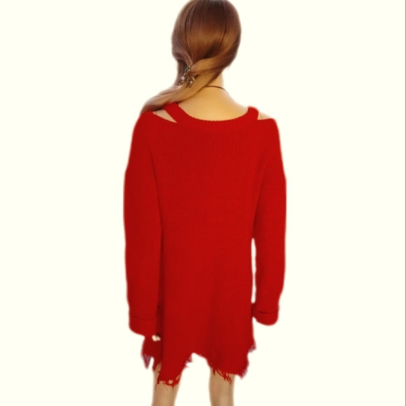 Cold shoulder XL sweater tunic top - Picture 3 of 7